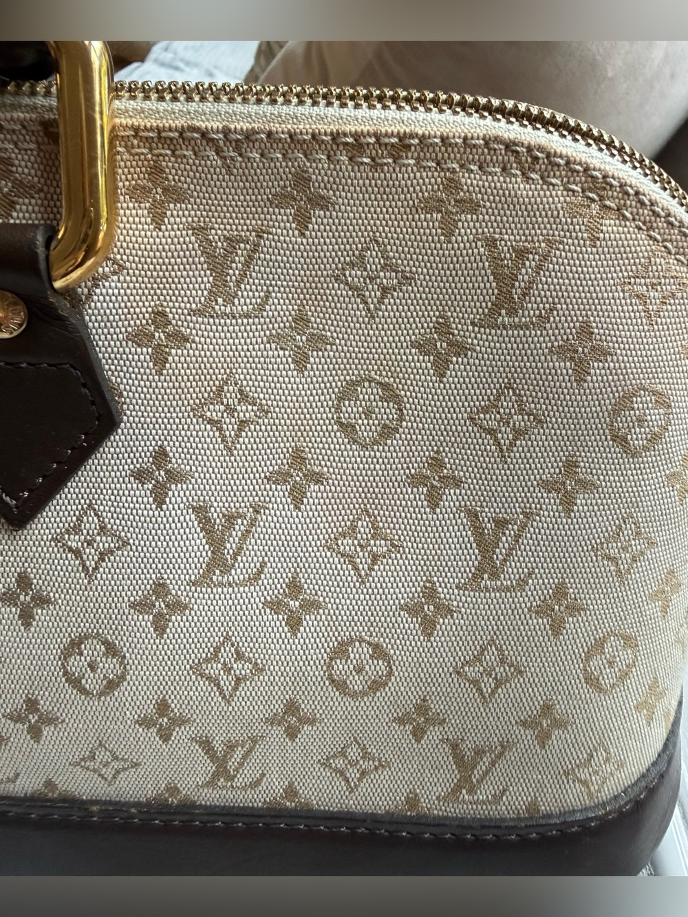 Louis Vuitton Beige Monogram Canvas and Brown Leather Satchel - Picture 2 of 16